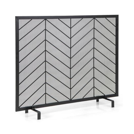 Costway 38" x 31" Black Single Panel Fireplace Screen