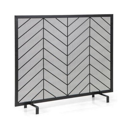 Costway 38" x 31" Black Single Panel Fireplace Screen