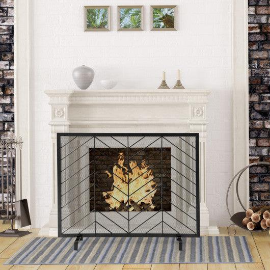 Costway 38" x 31" Black Single Panel Fireplace Screen