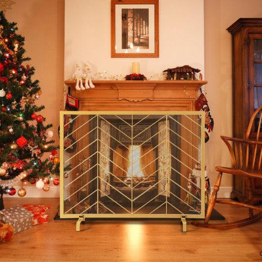 Costway 38" x 31" Golden Single Panel Fireplace Screen