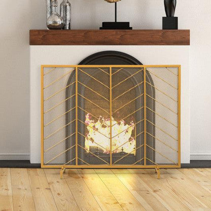 Costway 39" x 31" Single Panel Fireplace Screen Spark Guard Fence