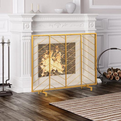 Costway 39" x 31" Single Panel Fireplace Screen Spark Guard Fence