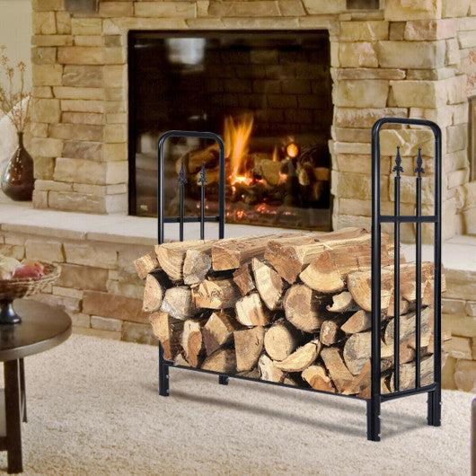 Costway 4' Outdoor Heavy Duty Steel Firewood Wood Storage Rack