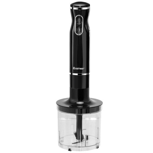 Costway 4-in-1 Black Hand Blender Set with Food Chopper and Beaker