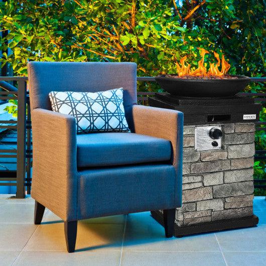 Costway 40,000 BTU Gray Outdoor Propane Burning Fire Bowl Column Realistic Look Firepit Heater