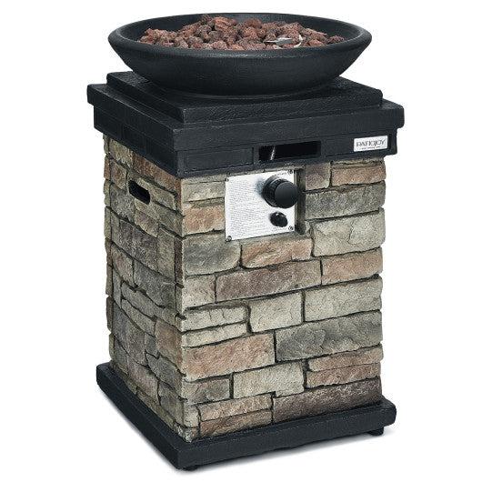 Costway 40,000 BTU Gray Outdoor Propane Burning Fire Bowl Column Realistic Look Firepit Heater