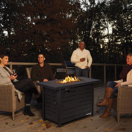 Costway 42" 60,000 BTU Rectangular Propane Fire Pit Table with Waterproof Cover