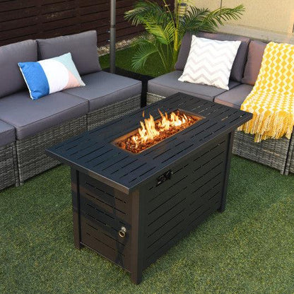 Costway 42" 60,000 BTU Rectangular Propane Fire Pit Table with Waterproof Cover