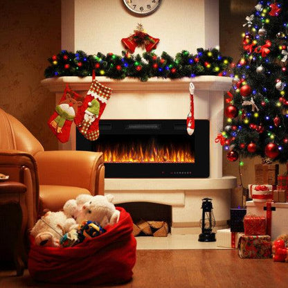 Costway 42" Recessed Ultra Thin Electric Fireplace with Timer