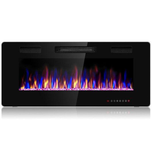 Costway 42" Recessed Ultra Thin Electric Fireplace with Timer