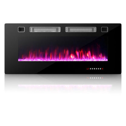 Costway 42" Ultra-Thin Electric Fireplace with Decorative Crystals and Smart APP Control
