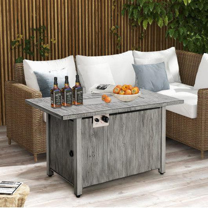 Costway 43" 50,000 BTU Gray Propane Fire Pit Table with Removable Lid