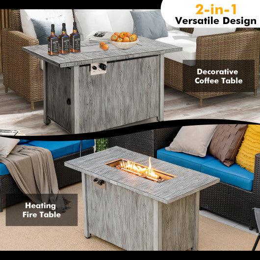 Costway 43" 50,000 BTU Gray Propane Fire Pit Table with Removable Lid