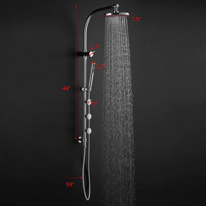 Costway 44" Chrome Brass Rainfall Shower Panel Wall Mount with Hand Show