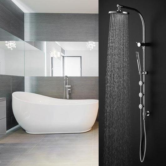 Costway 44" Chrome Brass Rainfall Shower Panel Wall Mount with Hand Show