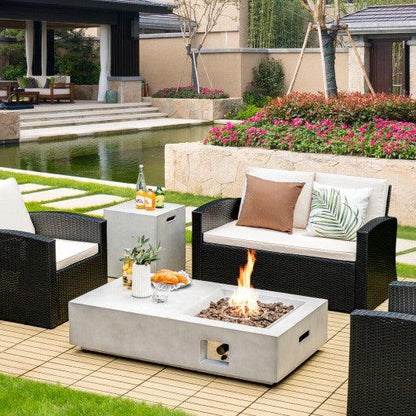 Costway 48" Gray Outdoor Concrete Fire Pit with Lava Rocks