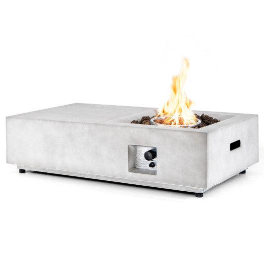 Costway 48" Gray Outdoor Concrete Fire Pit with Lava Rocks