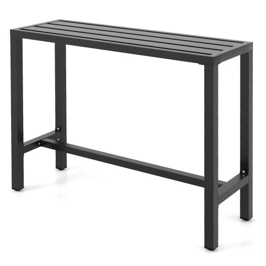 Costway 48" Medium Outdoor Bar Table with Waterproof Top and Heavy-duty Metal Frame