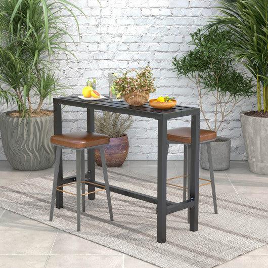 Costway 48" Medium Outdoor Bar Table with Waterproof Top and Heavy-duty Metal Frame
