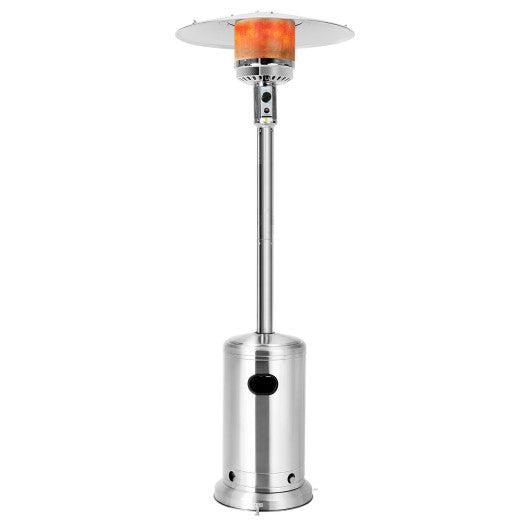 Costway 48,000 BTU Stainless Steel Propane Patio Standing LP Gas Heater with Wheels