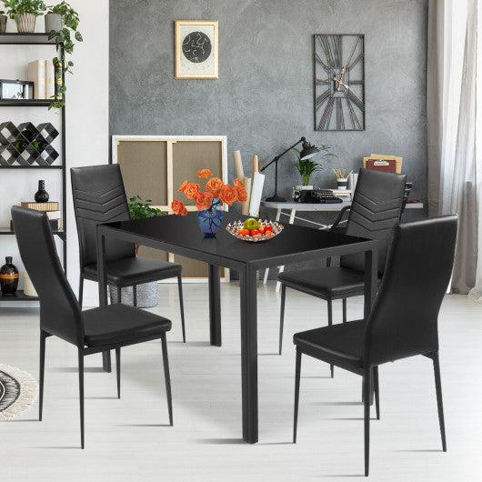Costway 5 Piece Kitchen Dining Set Glass Metal Table and 4 Chairs Breakfast Furniture