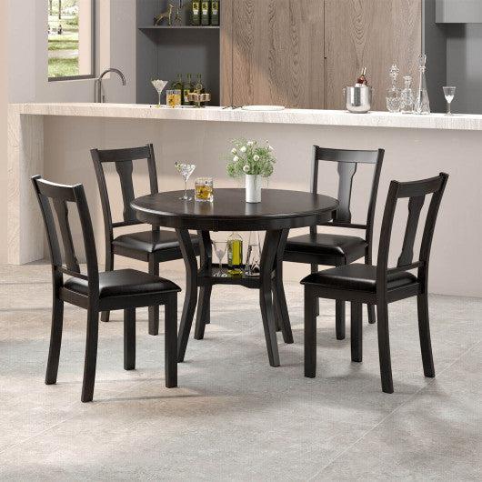 Costway 5-Piece Round Dining Table Set Wooden Kitchen Modern Table and 4 Chairs