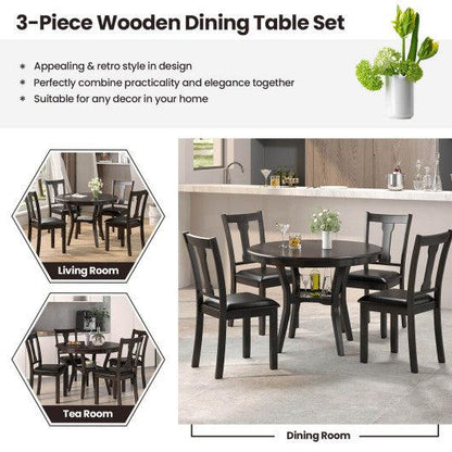 Costway 5-Piece Round Dining Table Set Wooden Kitchen Modern Table and 4 Chairs