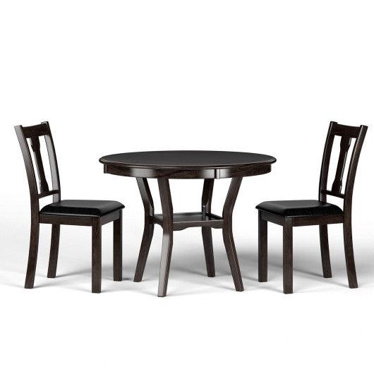 Costway 5-Piece Round Dining Table Set Wooden Kitchen Modern Table and 4 Chairs