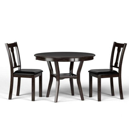 Costway 5-Piece Round Dining Table Set Wooden Kitchen Modern Table and 4 Chairs