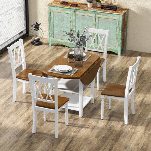 Costway 5 Piece Round Kitchen Dining Set with Drop Leaf Table Top