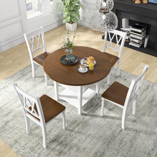 Costway 5 Piece Round Kitchen Dining Set with Drop Leaf Table Top