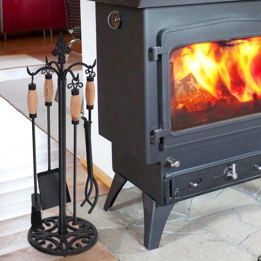 Costway 5 Pieces Fireplace Iron Tools Set