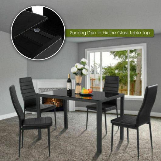 Costway 5 Pieces Metal Frame and Glass Tabletop Dining Set
