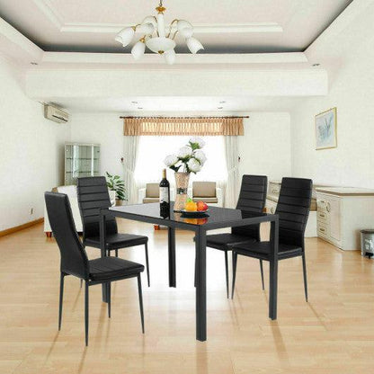 Costway 5 Pieces Metal Frame and Glass Tabletop Dining Set