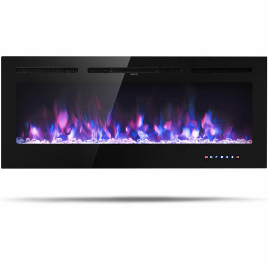 Costway 50" Recessed Electric Insert Wall Mounted Fireplace with Adjustable Brightness