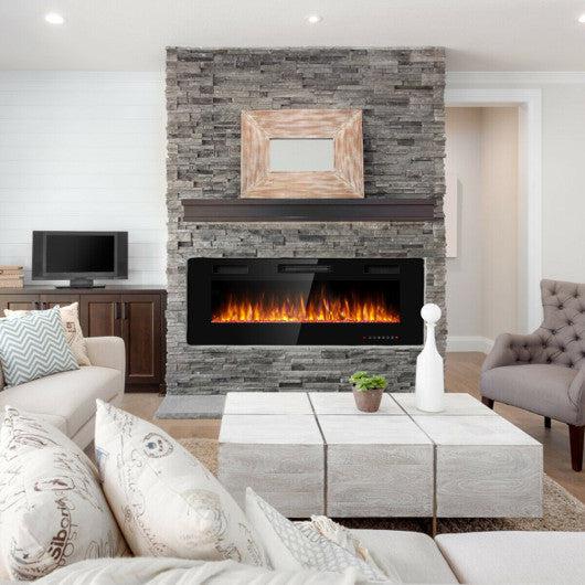 Costway 50" Recessed Ultra Thin Electric Fireplace with Timer
