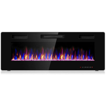 Costway 50" Recessed Ultra Thin Electric Fireplace with Timer