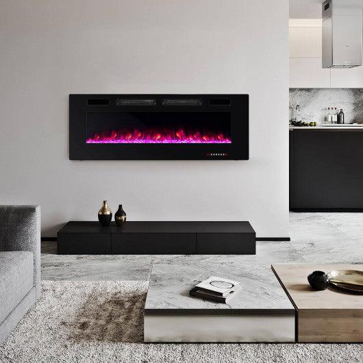 Costway 50" Ultra-Thin Electric Fireplace with Decorative Crystals
