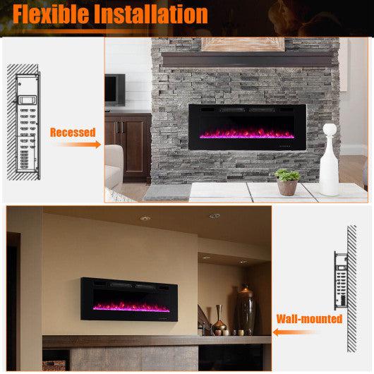 Costway 50" Ultra-Thin Electric Fireplace with Decorative Crystals