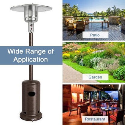 Costway 50,000 BTU Bronze Stainless Steel Propane Patio Heater with Trip Over Protection