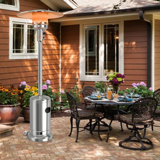 Costway 50,000 BTU Silver Stainless Steel Propane Patio Heater with Trip over Protection