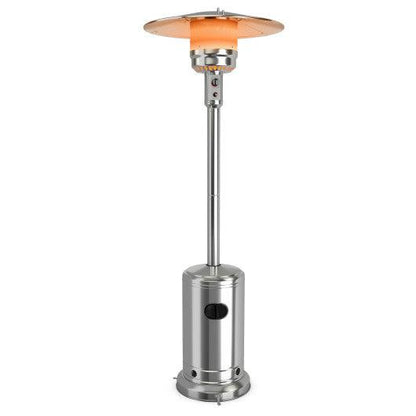 Costway 50,000 BTU Silver Stainless Steel Propane Patio Heater with Trip over Protection