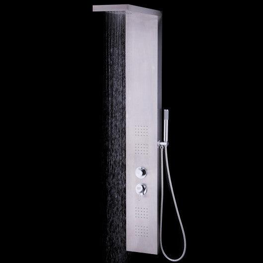 Costway 55" Brushed Stainless Steel Shower Panel Rainfall Waterfall