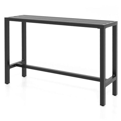 Costway 55" Large Outdoor Bar Table with Waterproof Top and Heavy-duty Metal Frame