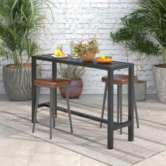 Costway 55" Large Outdoor Bar Table with Waterproof Top and Heavy-duty Metal Frame