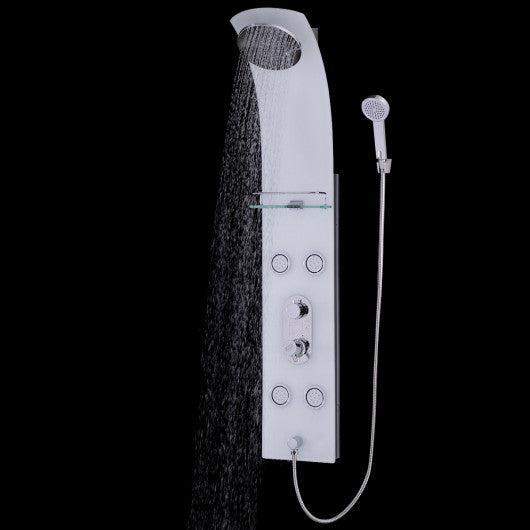 Costway 55" Tempered Glass Shower Panel with Massage Jets Hand Shower
