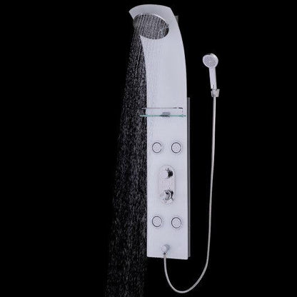 Costway 55" Tempered Glass Shower Panel with Massage Jets Hand Shower