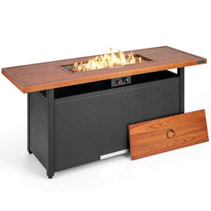 Costway 57" 50,000 BTU Brown Rectangular Propane Outdoor Fire Pit Table