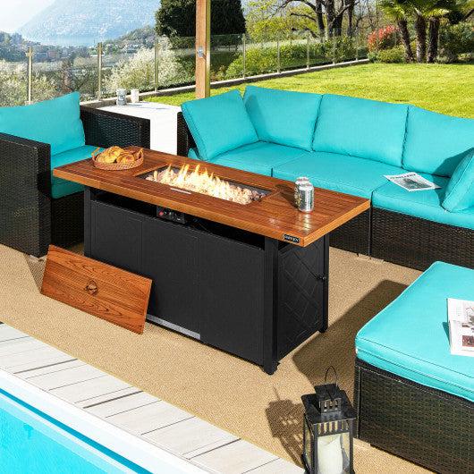 Costway 57" 50,000 BTU Brown Rectangular Propane Outdoor Fire Pit Table