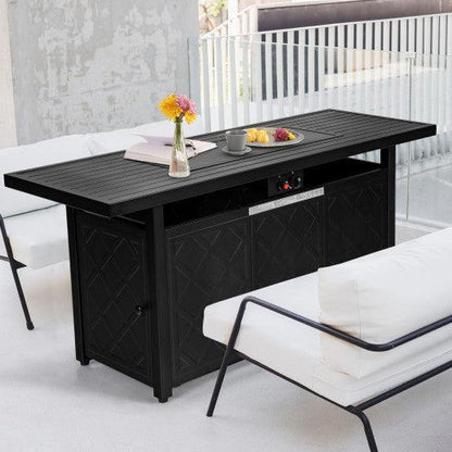 Costway 57" 50,000 BTU Rectangular Propane Outdoor Fire Pit Table - Black